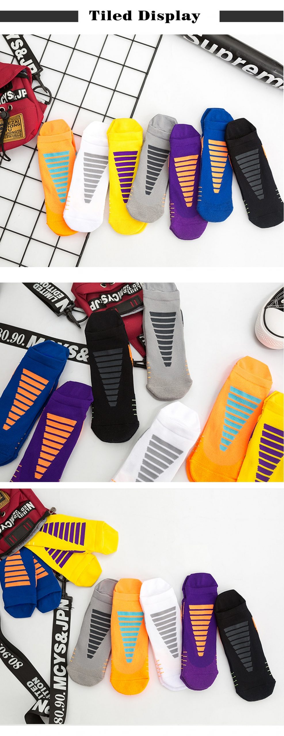 Men's Striped Coolmax Ankle Sports Socks